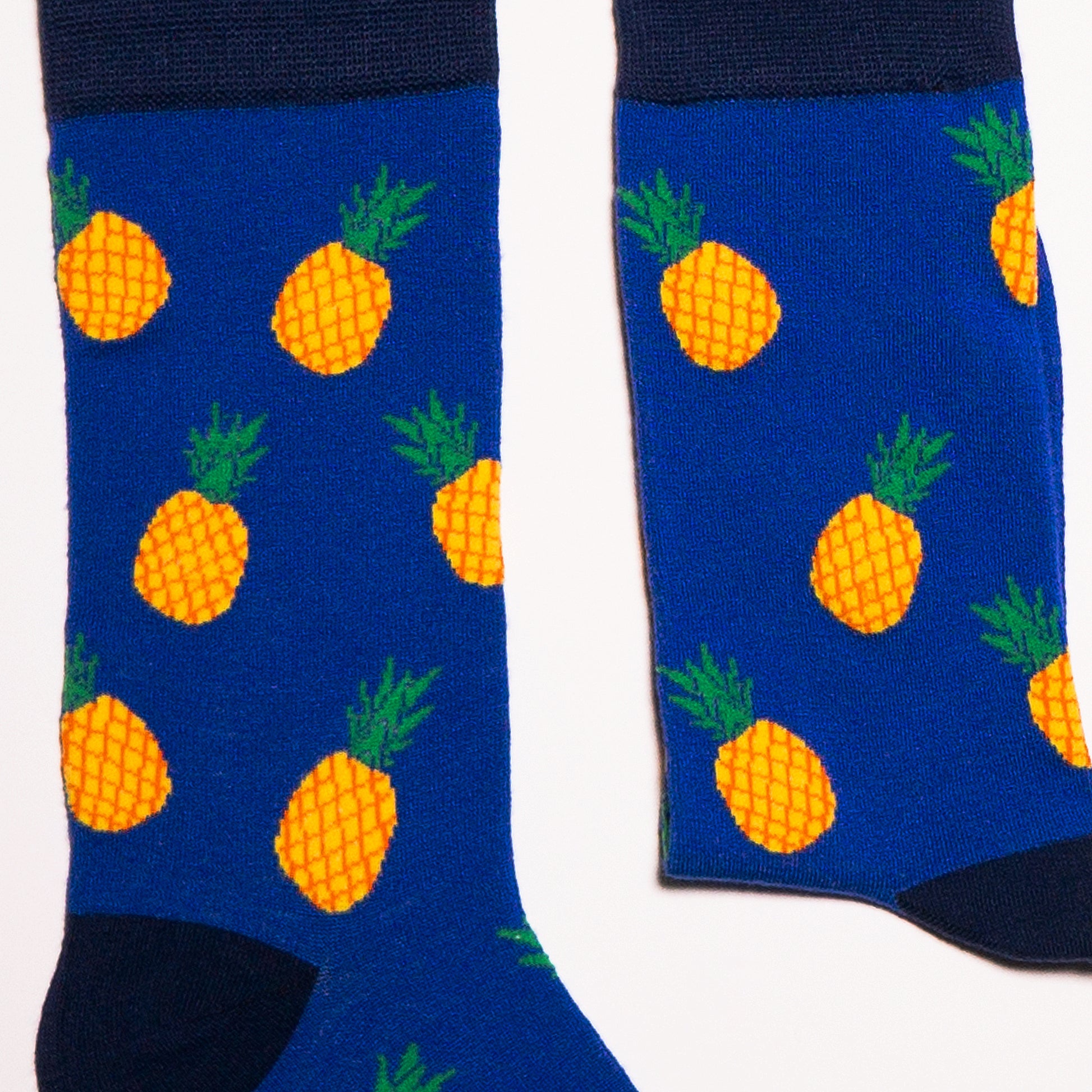 Pineapple Socks! Fruity. One in a series of five pairs of socks each representing your favorite fruits. Buy individually or as part of your 5-A DAY! Buy 4 in the collection and get your 5th fruity pair for FREE! The 5-A-DAY collection consists of Banana-rama, Strawberry Surprise, Cherry On Top, Perfect Pineapples and Melon Deliciousness. Soft. Strong. Sustainable. Comfortable. Available in US Men’s 4-8 and 8-12
