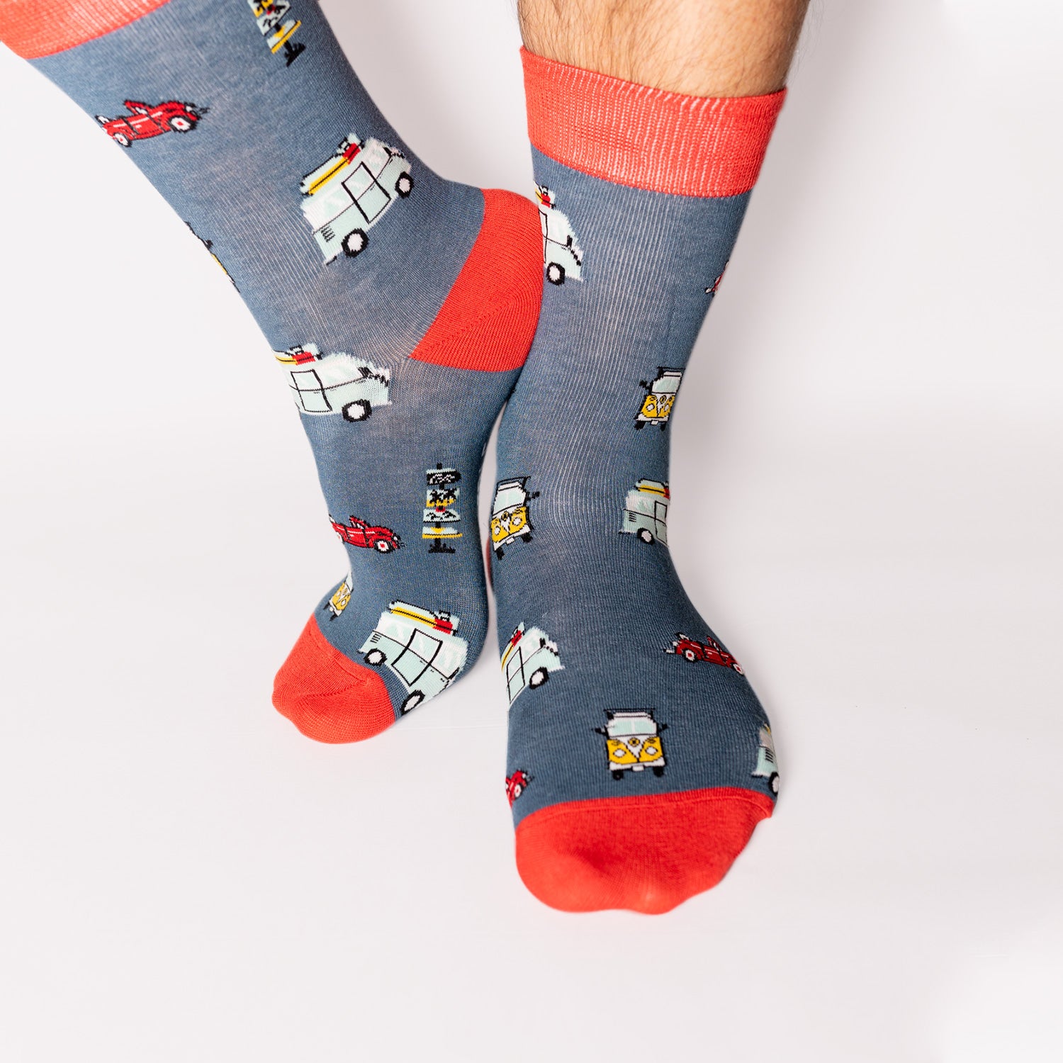 Socks inspired by the van life and the road trip. Classic VW's hit take to the highways and off the beaten track hideaways. Perfect for those itchy feet... not literally. Our bamboo socks will ensure you are far from itchy feet but these guys may inspire some adventure! Soft. Strong, Sustainable. Comfortable. Available in US Men’s 4-8 and 8-12