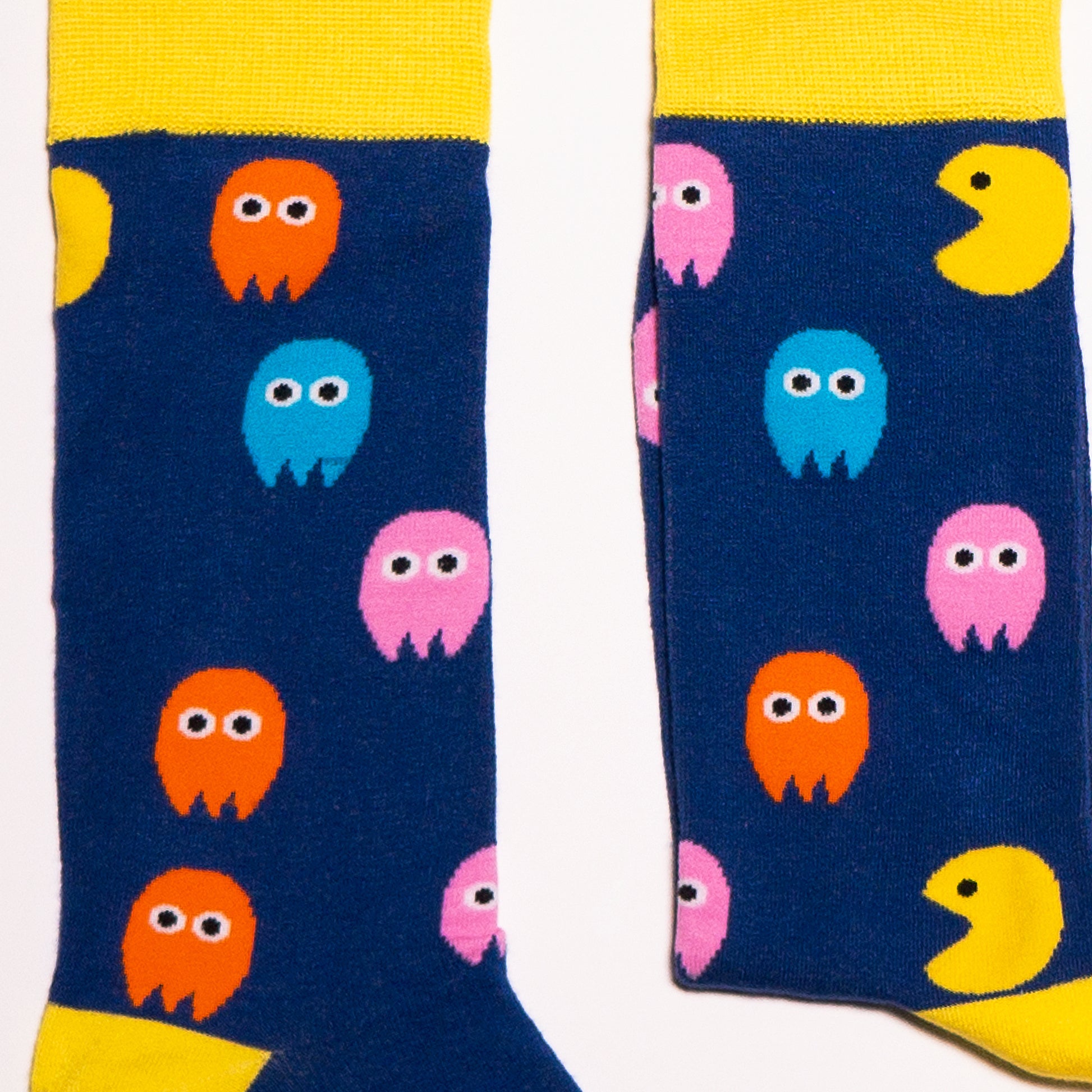 Who doesn't love the nostalgia of the 1980s retro, arcade games. What was your PacMan high score? Fun, comfortable socks that are a bold reminder of our misspent youth. An Incredible Socks collaboration with Andy Awesome, a Munich based 90's child who makes art out of the heroes of his childhood (and ours!).  Soft. Strong. Comfortable. Sustainable.  Available in US Men’s 4-8 and 8-12. Incredible Socks. Pac Man